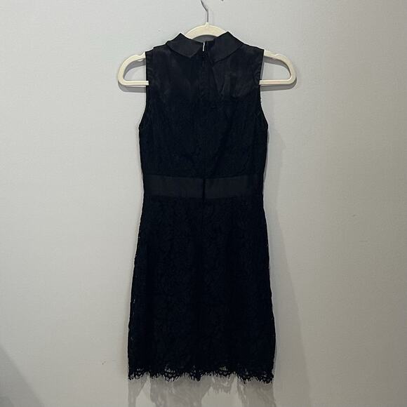 Kate Spade Black Floral Lace Satin A-Line Dress Peter Pan Collar Pointe Size 00 - Picture 6 of 7